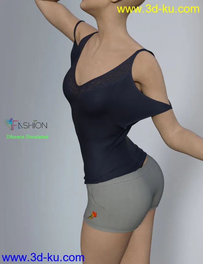 dForce VFashion Cold Shoulder Shirt and Shorts for Genesis 8 Female(s)模型的图片10