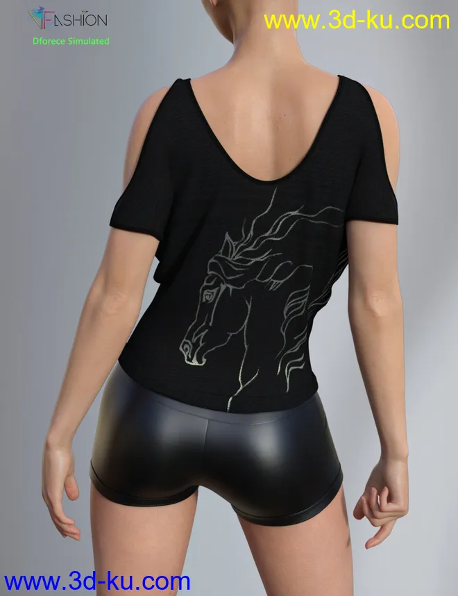 dForce VFashion Cold Shoulder Shirt and Shorts for Genesis 8 Female(s)模型的图片12