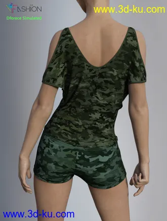 3D打印模型dForce VFashion Cold Shoulder Shirt and Shorts for Genesis 8 Female(s)的图片