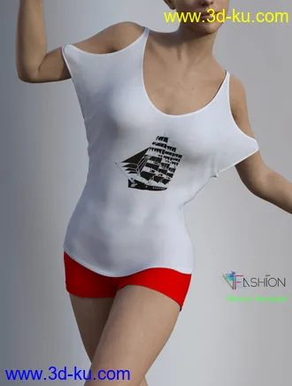 3D打印模型dForce VFashion Cold Shoulder Shirt and Shorts for Genesis 8 Female(s)的图片