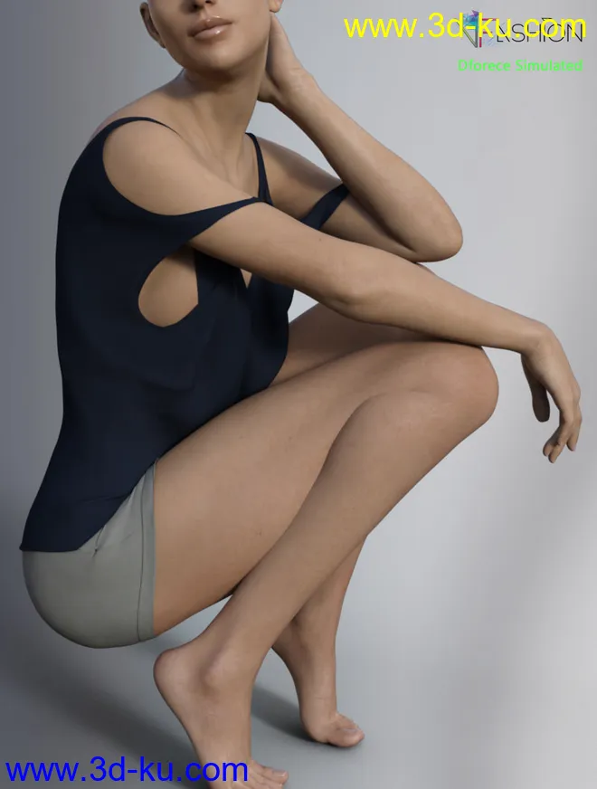 dForce VFashion Cold Shoulder Shirt and Shorts for Genesis 8 Female(s)模型的图片16
