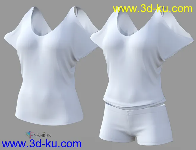 dForce VFashion Cold Shoulder Shirt and Shorts for Genesis 8 Female(s)模型的图片18