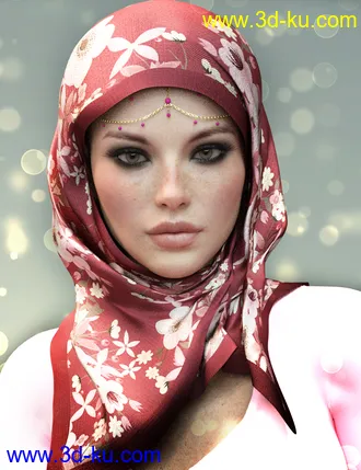 3D打印模型dForce X-Fashion Floral Hijab for Genesis 8 Female(s)的图片