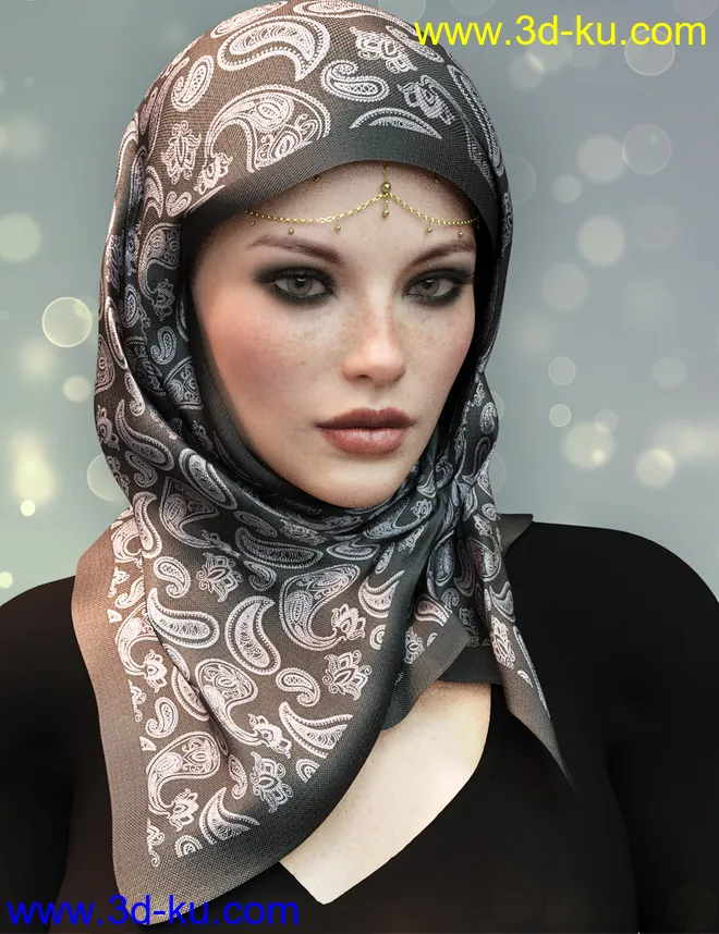 dForce X-Fashion Floral Hijab for Genesis 8 Female(s)模型的图片2