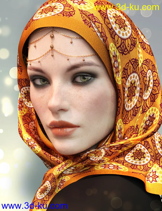 dForce X-Fashion Floral Hijab for Genesis 8 Female(s)模型的图片3