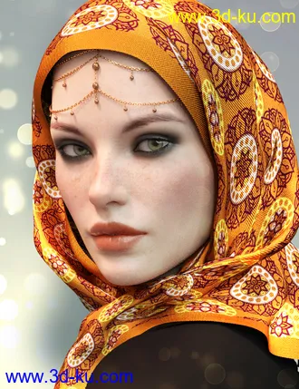 3D打印模型dForce X-Fashion Floral Hijab for Genesis 8 Female(s)的图片