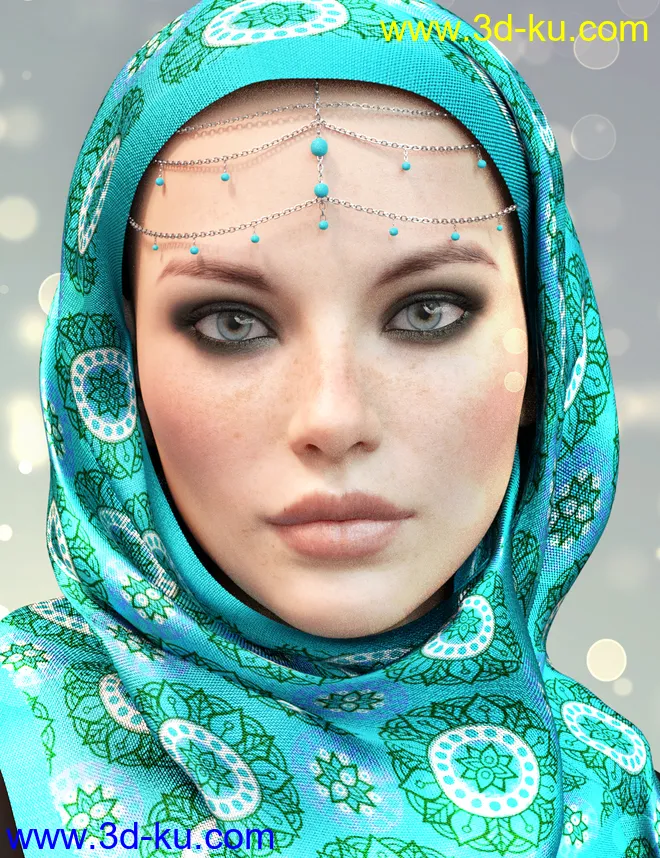 dForce X-Fashion Floral Hijab for Genesis 8 Female(s)模型的图片4