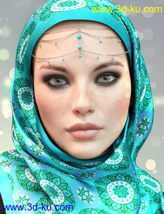 3D打印模型dForce X-Fashion Floral Hijab for Genesis 8 Female(s)的图片