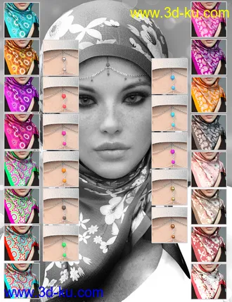 3D打印模型dForce X-Fashion Floral Hijab for Genesis 8 Female(s)的图片