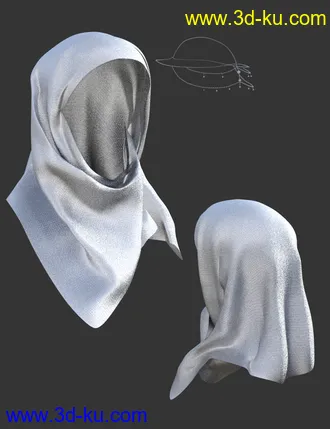 3D打印模型dForce X-Fashion Floral Hijab for Genesis 8 Female(s)的图片