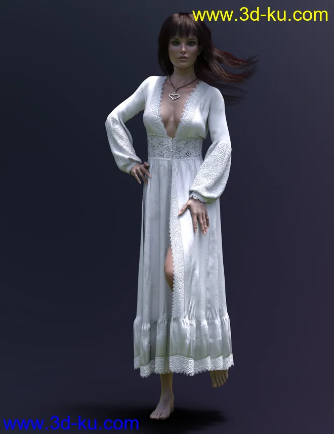 dForce X-Fashion MaxiDress for Genesis 8 Female(s)模型的图片3