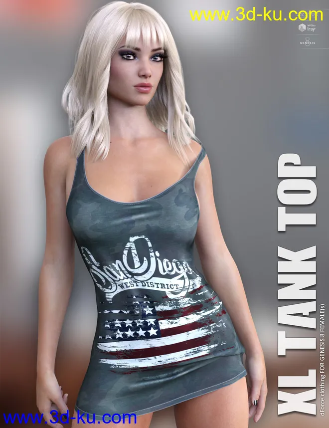 dForce XL Tank Top for Genesis 8 Females模型的图片1