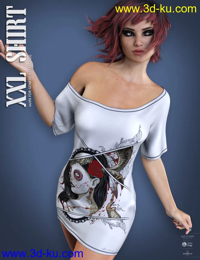 dForce XXL Shirt for Genesis 8 Females模型的图片1