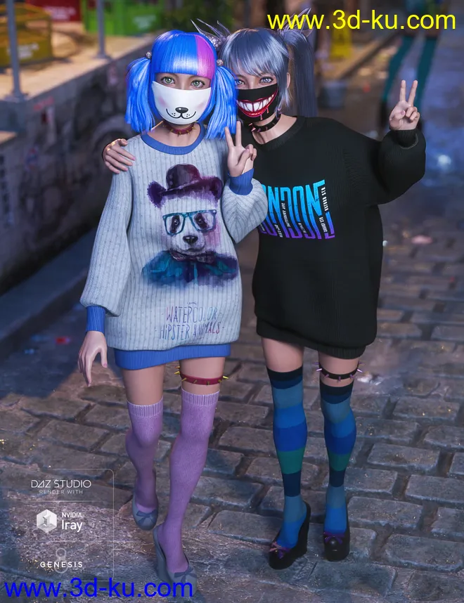 dForce Yami Kawaii Outfit Textures模型的图片1