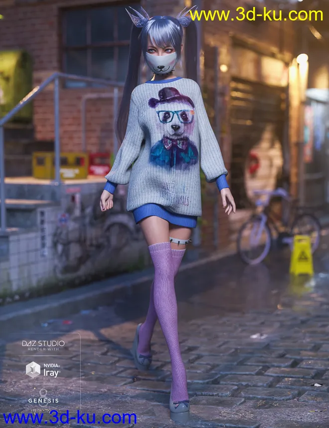dForce Yami Kawaii Outfit Textures模型的图片4