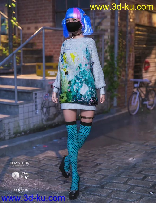 dForce Yami Kawaii Outfit Textures模型的图片5
