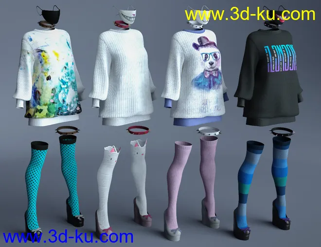 dForce Yami Kawaii Outfit Textures模型的图片6