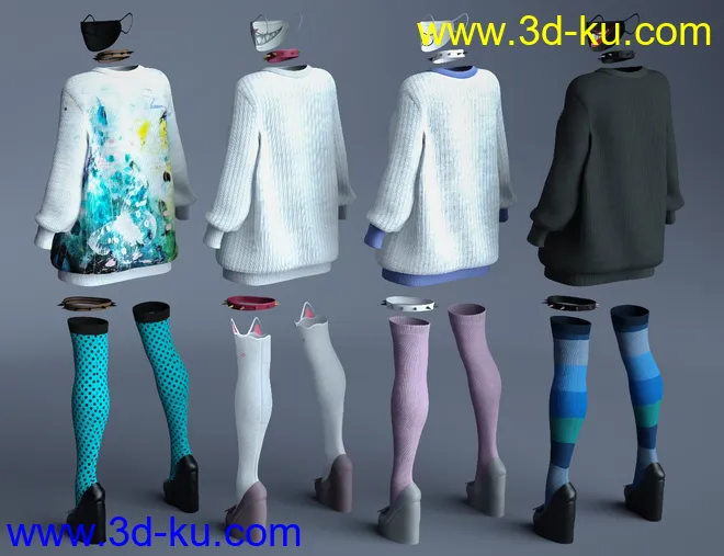 dForce Yami Kawaii Outfit Textures模型的图片7