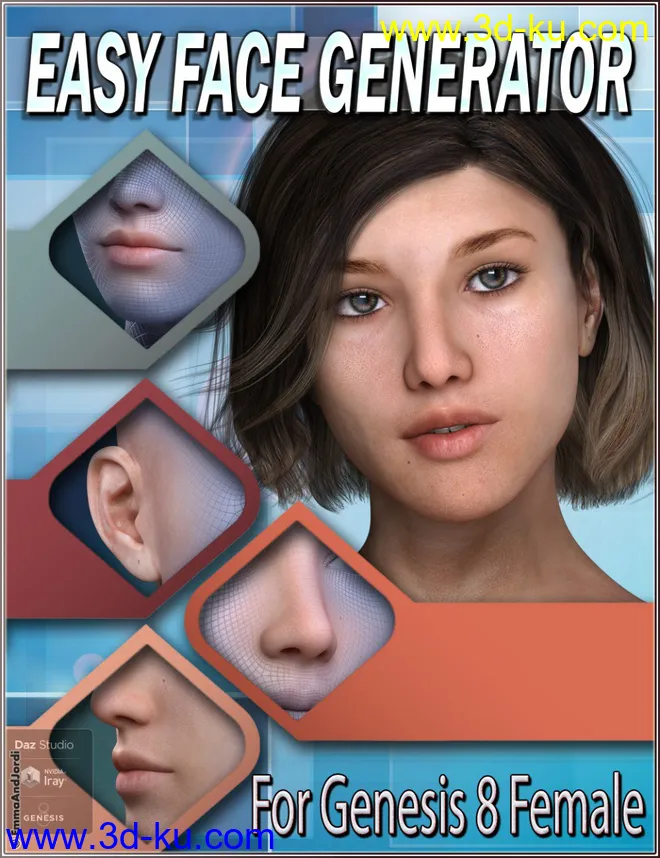 EJ Easy Face Generator For Genesis 8 Female(s)模型的图片1