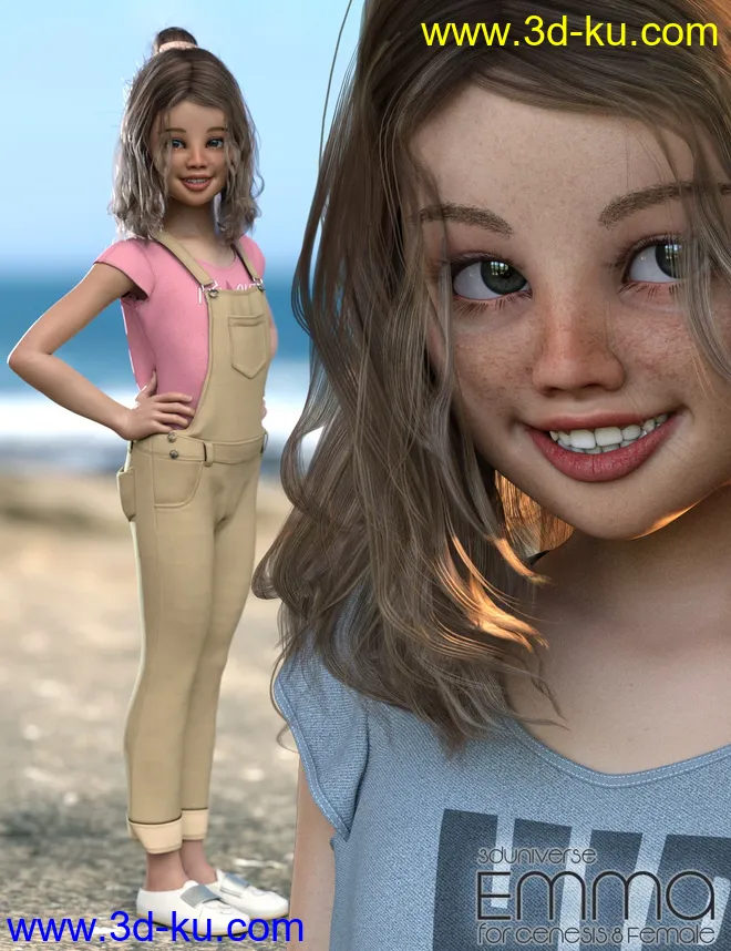 Emma Character, Hair, Clothing and Accessories for Genesis 8 Female(s)模型的图片1