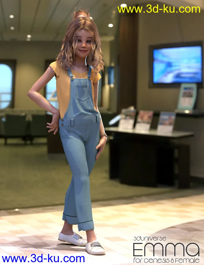 Emma Character, Hair, Clothing and Accessories for Genesis 8 Female(s)模型的图片3