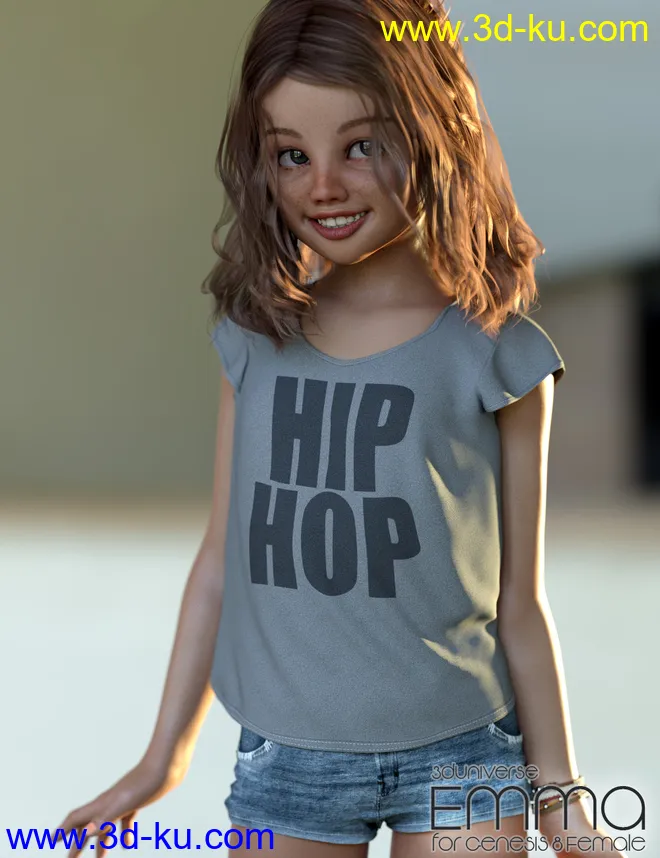 Emma Character, Hair, Clothing and Accessories for Genesis 8 Female(s)模型的图片4