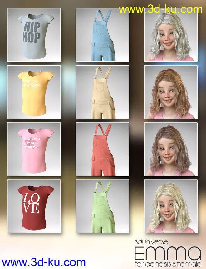 Emma Character, Hair, Clothing and Accessories for Genesis 8 Female(s)模型的图片10