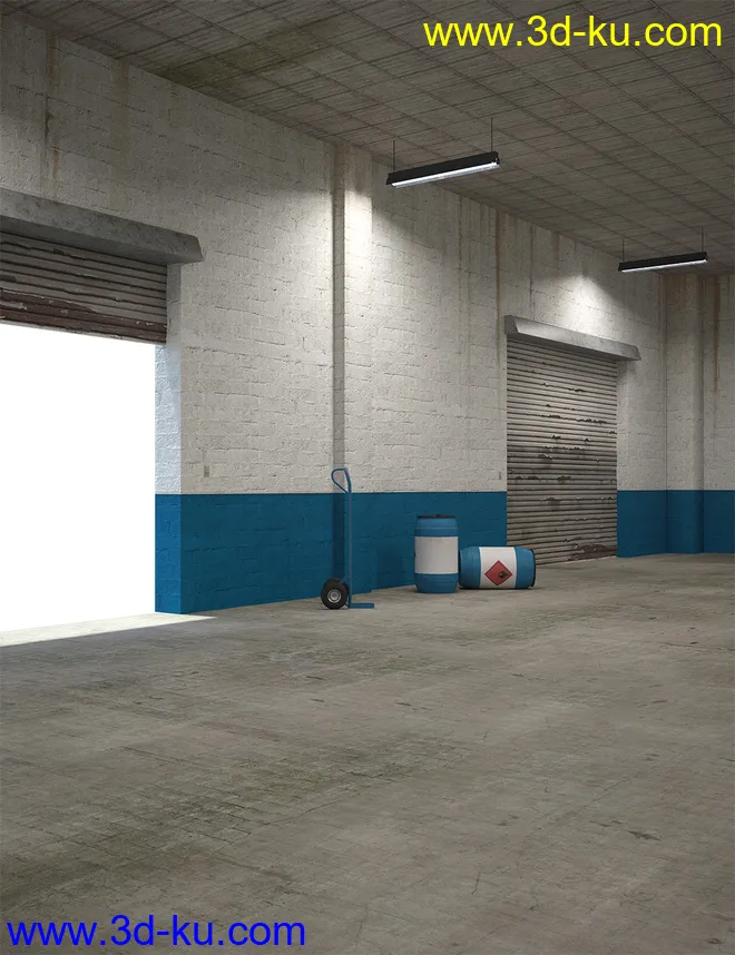Empty Industrial Interior模型的图片1