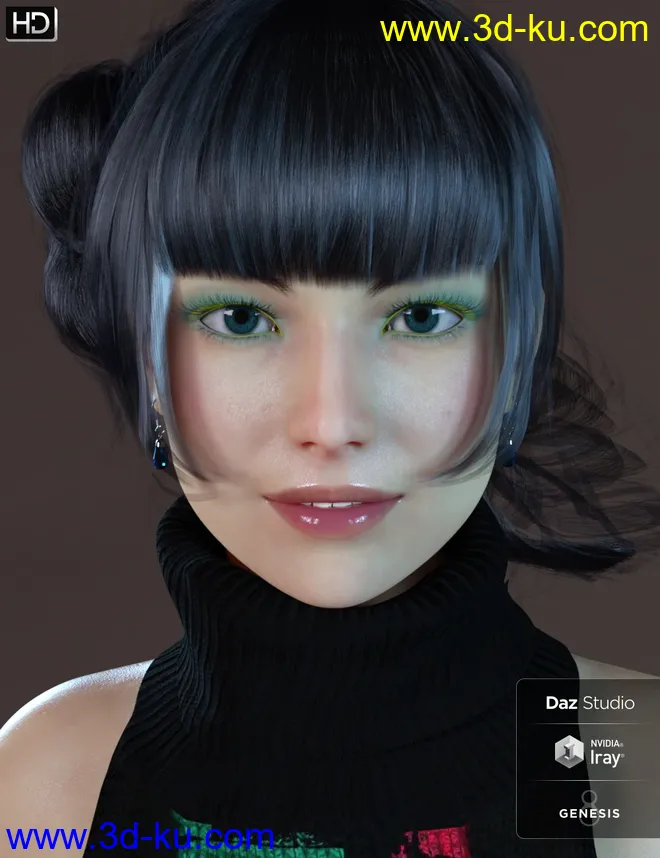 Erika HD plus Morphs and Expressions for Genesis 8 Female模型的图片1