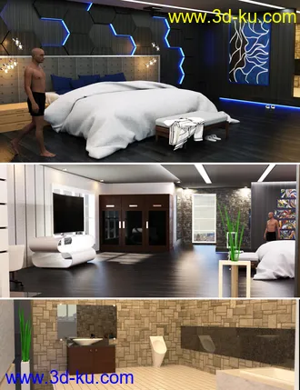 3D打印模型Eurotel Premium Bedroom的图片