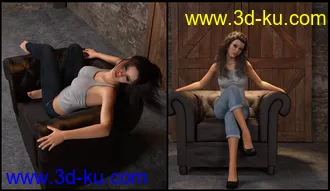 3D打印模型Exquisite Poses & Morphing Chair for Genesis 8 Female的图片