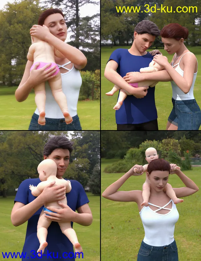 Family Poses for Caryn and Tobyn with Genesis 8模型的图片2