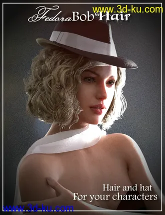 3D打印模型Fedora Bob Hair for Genesis 3 and 8 Female(s)的图片