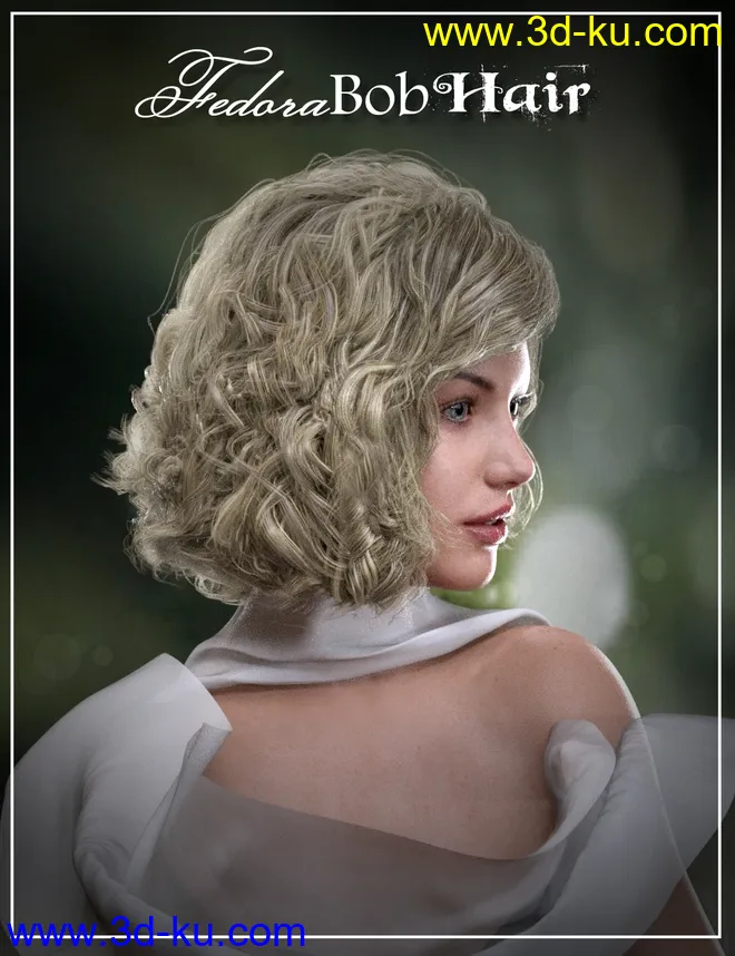 Fedora Bob Hair for Genesis 3 and 8 Female(s)模型的图片5