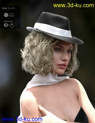 3D打印模型Fedora Bob Hair for Genesis 3 and 8 Female(s)的图片
