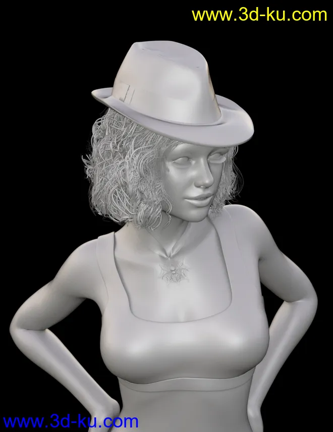 Fedora Bob Hair for Genesis 3 and 8 Female(s)模型的图片12
