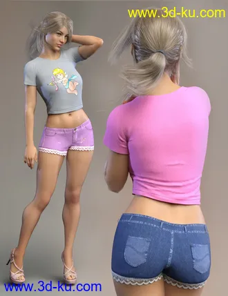 3D打印模型FG T-Shirt and Shorts for Genesis 8 Female(s)的图片