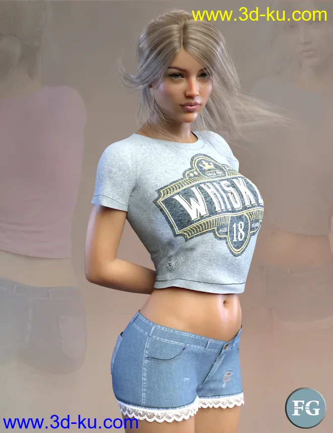 FG T-Shirt and Shorts for Genesis 8 Female(s)模型的图片4