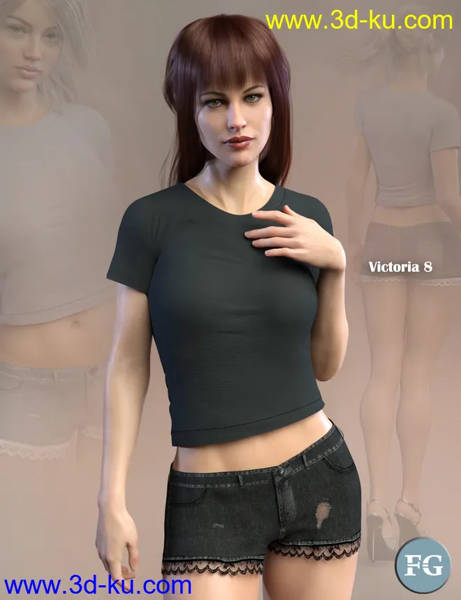FG T-Shirt and Shorts for Genesis 8 Female(s)模型的图片5