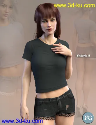 3D打印模型FG T-Shirt and Shorts for Genesis 8 Female(s)的图片