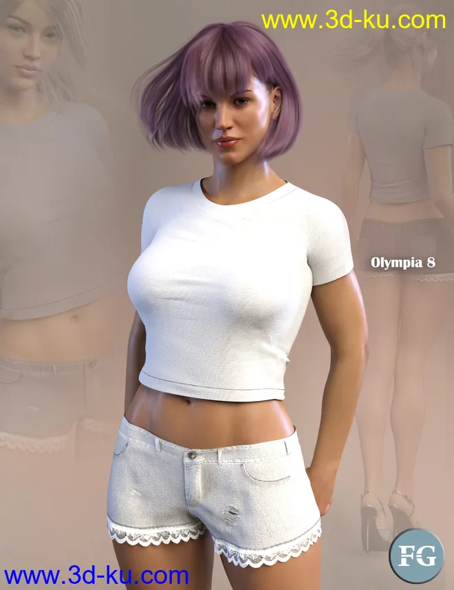 FG T-Shirt and Shorts for Genesis 8 Female(s)模型的图片6