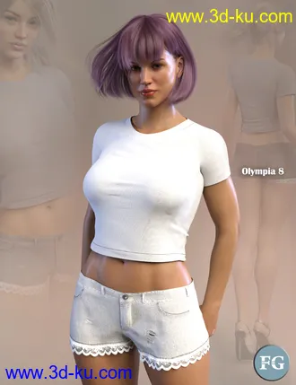 3D打印模型FG T-Shirt and Shorts for Genesis 8 Female(s)的图片
