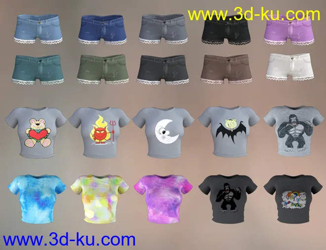 FG T-Shirt and Shorts for Genesis 8 Female(s)模型的图片10