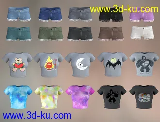 3D打印模型FG T-Shirt and Shorts for Genesis 8 Female(s)的图片