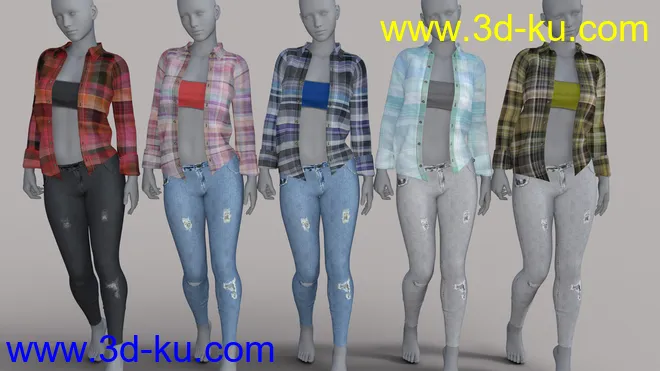 FGF Flannel and Jeans Outfit for Genesis 8 Female(s)模型的图片7