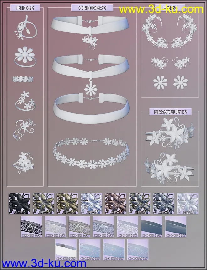 Floral Bliss Jewelry for Genesis 8 Female(s)模型的图片1