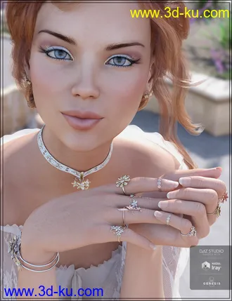 3D打印模型Floral Bliss Jewelry for Genesis 8 Female(s)的图片