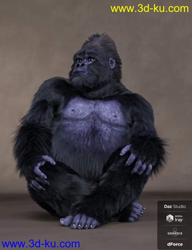 Gorilla for Genesis 8 Male模型的图片4
