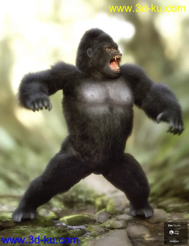 Gorilla for Genesis 8 Male模型的图片8