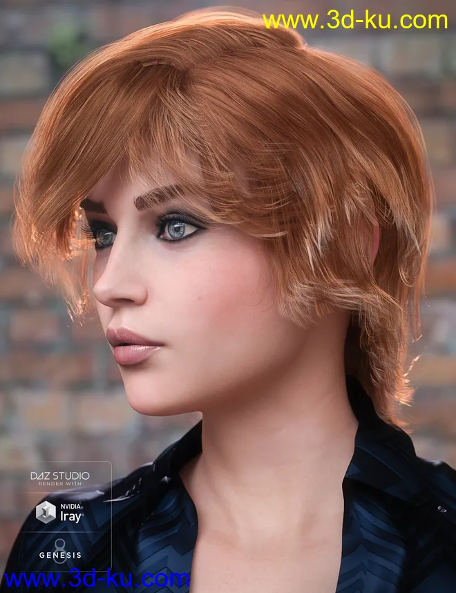 Greer Hair for Genesis 8 Female(s)模型的图片2